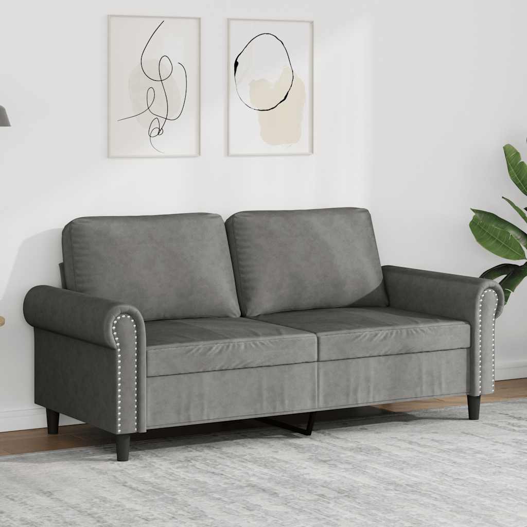 2 Seater Sofa Dark Grey 140 Cm Velvet