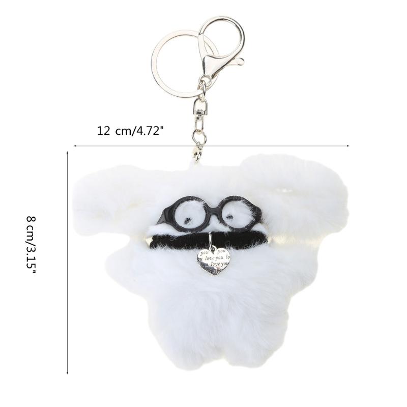 Lovely Fluff Stuffed Keychain Handmade Plush Dog Keyring Soft Cartoon Animal Backpack Pendant Versatile Bag  Accessory