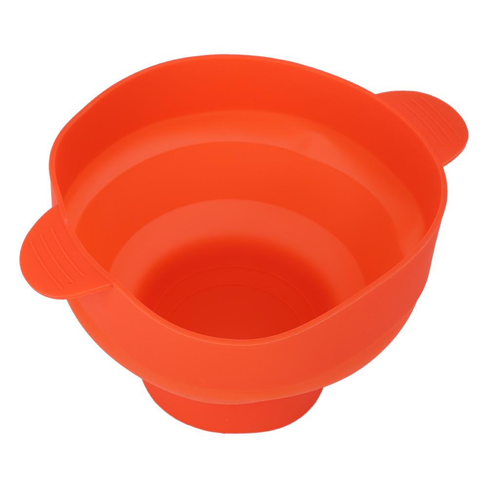 Red Silicone Microwave Popcorn Bucket with Handle Lid Safe Collapsible Popcorn Maker Bowl