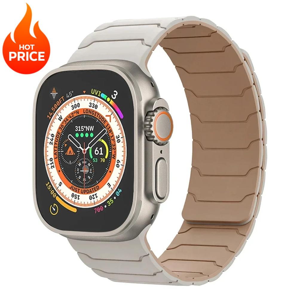 Magnetic Silicone Strap For Apple Watch Ultra 3 2 49mm Band 45mm 44mm 41mm 40mm 38 Bracelet Iwatch Series 11 10 42 46mm 987654SE