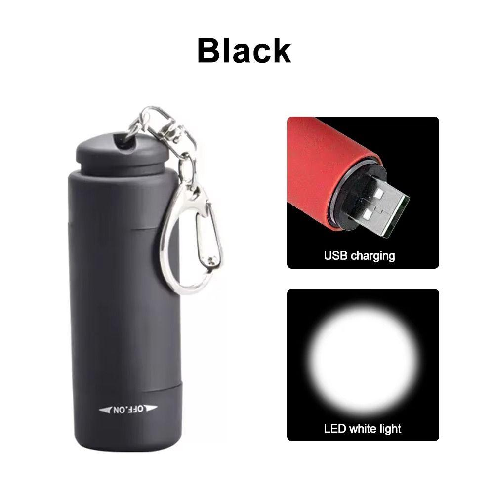 Bright Outdoor Flashlight Keychain USB Rechargeable Pocket Emergency Lamp Inspection