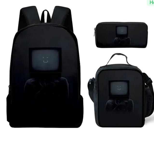 Skibidi Toilet Man Spoof Schoolbag Primary And Secondary School Backpack Satchel Pencil Bag Backpack Three-Piece Set
