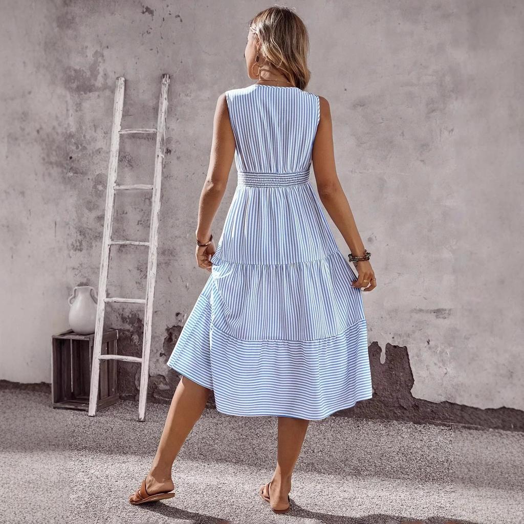 Women's Slim-Fit Elegant Striped Dress