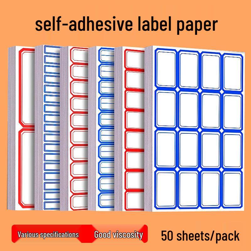 Colored Self-Adhesive Label Stickers for Handwriting, 50 Sheets - Office Use Name & Price Tags