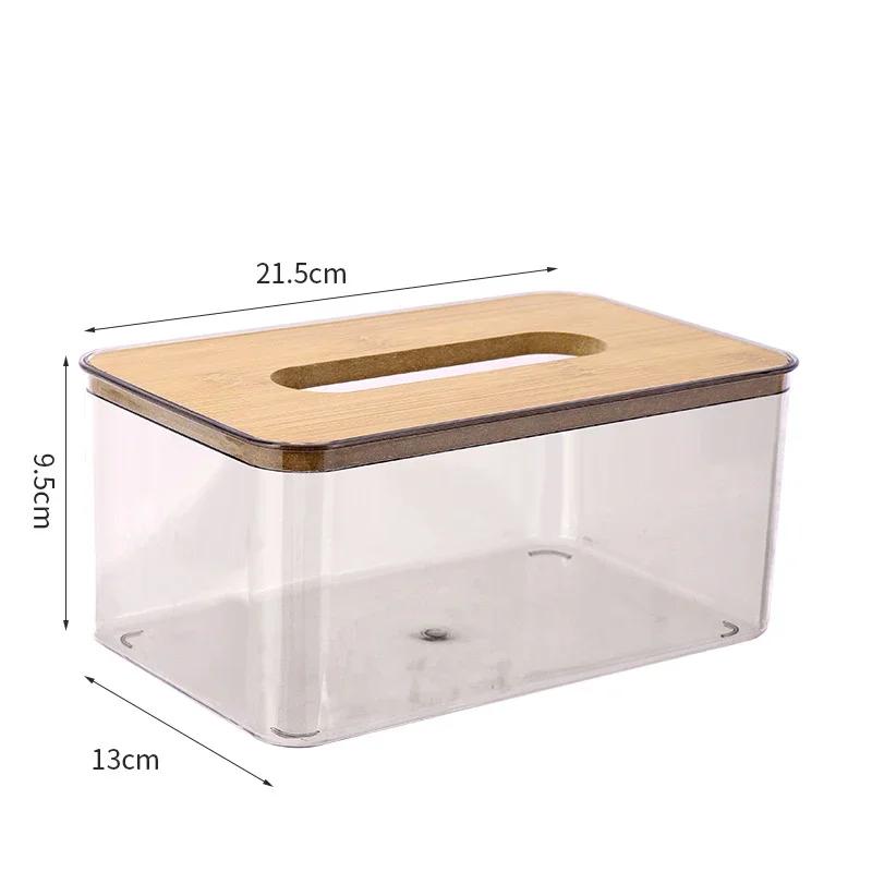 Tissue Clear Box Napkin Household Transparent Rectangular Transparent Table Tissue Wooden Modern Desktop Creative Box  Holder
