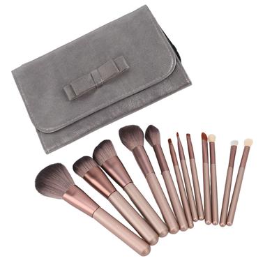 12ks Sada štětců na make-up Ruční Měkká Syntetická Vlákna Kosmetické štětce na Puder, Tvářenku, Korektor
