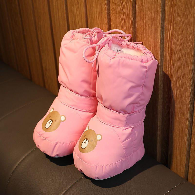 Warme Baumwoll-Babyschuhe: Mit Fleece gefüttert, rutschfest, weiche Sohle für Jungen und Mädchen von 0-1 Jahr, Winter.