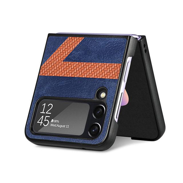 Antywstrząsowa ultracienka skórzana składana torba na telefon do Samsung Galaxy Z Flip 4 5g Zflip4 Flip4 antypoślizgowa ochronna osłona