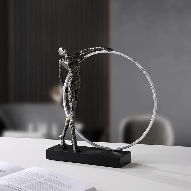 Gymnastik Tanz Figuren Skulptur Schreibtisch Dekoration Handwerk Eisen Kreis Gymnastik Abstrakte Figuren Statue Raum Ästhetische Dekoration