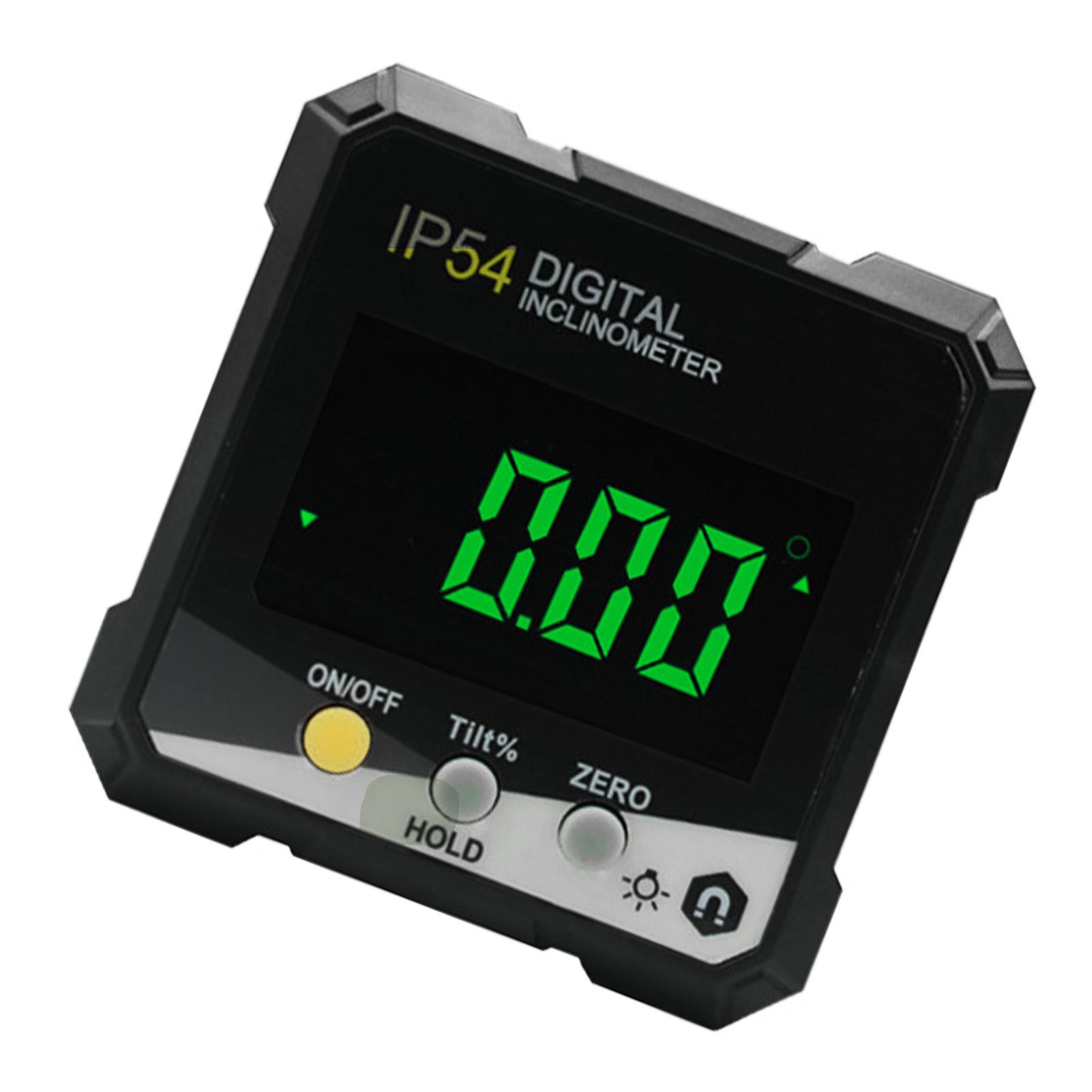 Digital Inclinometer 4x90° Measurement IP54 LCD Screen Magnetic Digital Display Angle Meter Gauge Yellow DLW30D plastic