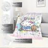 1pc Hello Kitty Cute Cartoon Flannel Blanket - Home Decor for All Seasons, Soft, Comfortable, Machine Washable, Gift for Everyone, Suitable