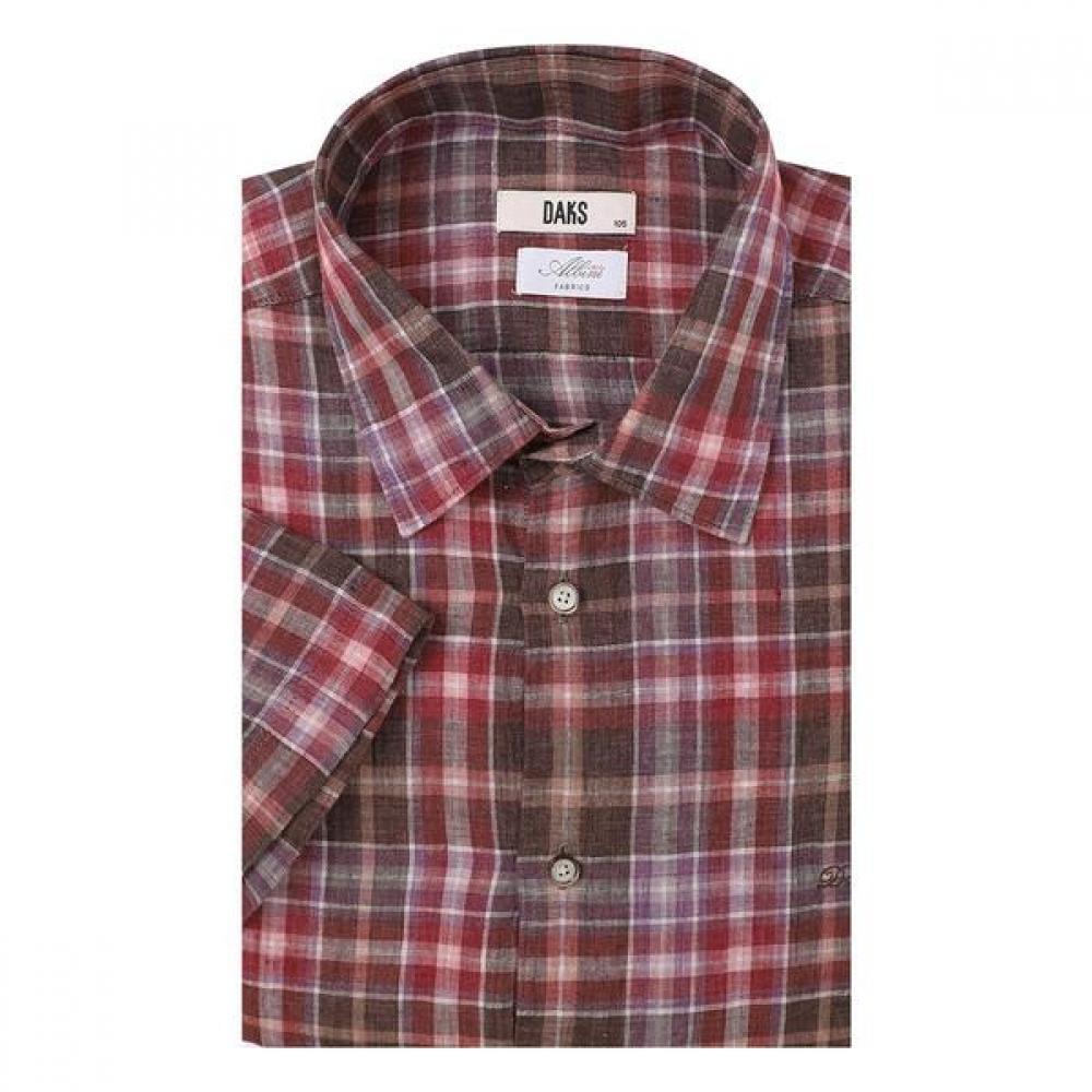 

Daks 26th Ss Linen 100 Medium Check Summer Short Sleeve Regular Fit Casual Shirt DMS1SHCS180-W1/95