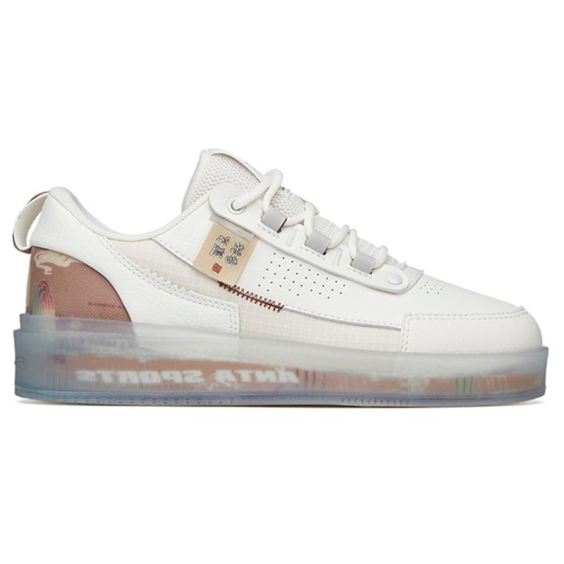 Anta Anti-Slip Wear-Resistant Low-Top Skateboard Shoes Women's White Gray Brown Sneakers 922228030-6