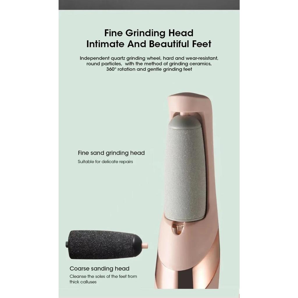 HOMZY NEW USB Electric Dead Skin Pedicure Automatic Foot Grinder Rechargeable Roller Feet Pedicure Tool with 2 Removable Roller Heads