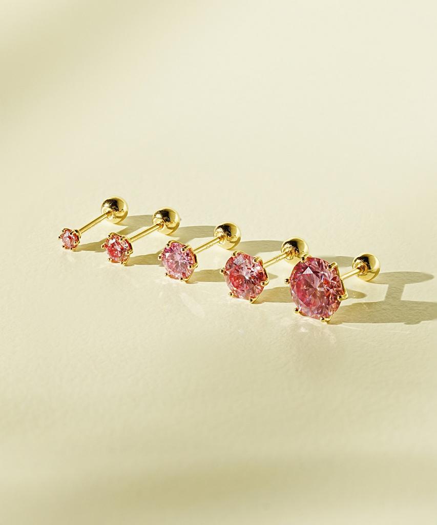 Minimalpiercing 14K Moissanite Diamond Pink Noble Piercing Earrings