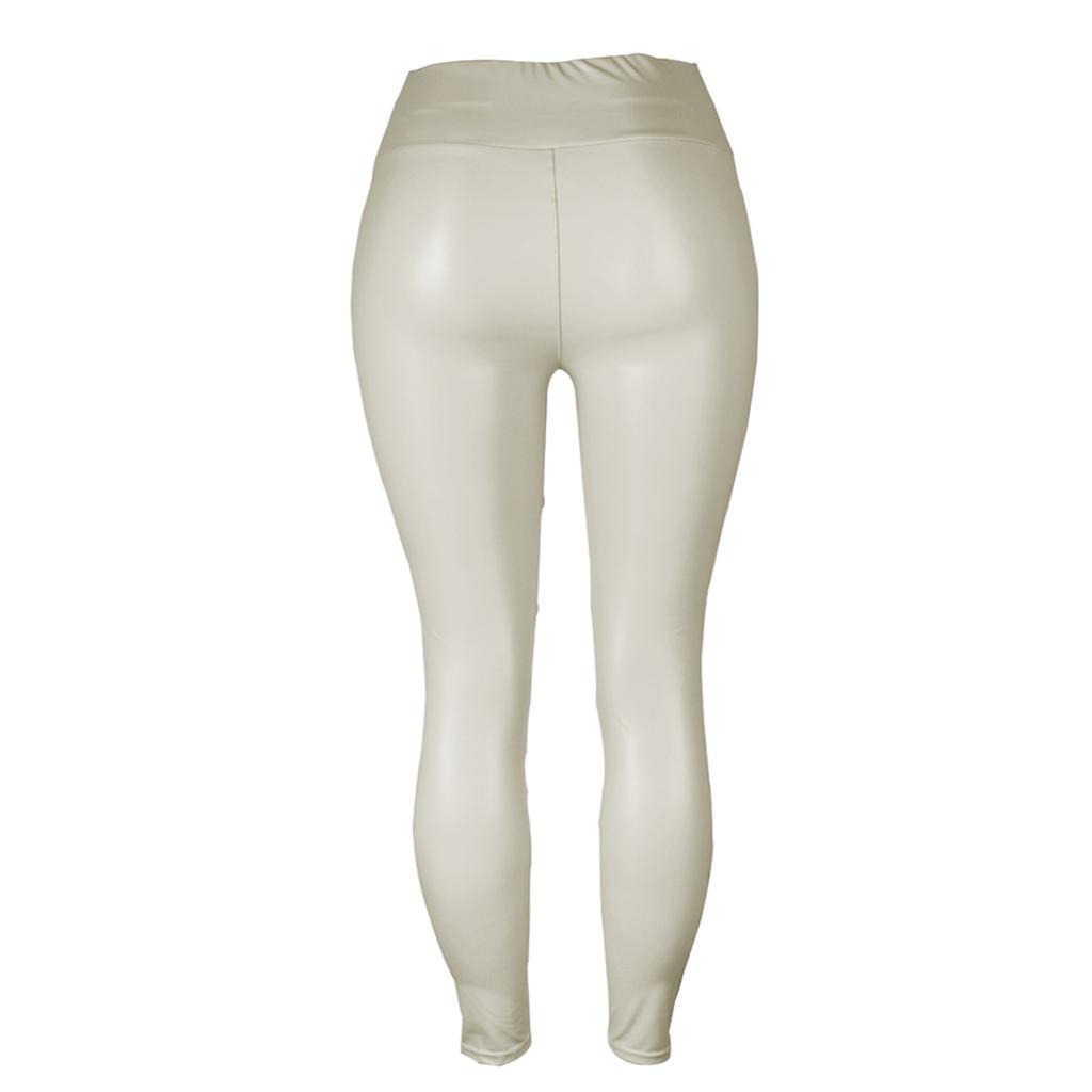 Leggings sexy a vita alta colorati da donna con elastico su quattro lati, effetto push-up sui fianchi, pantaloni in pelle