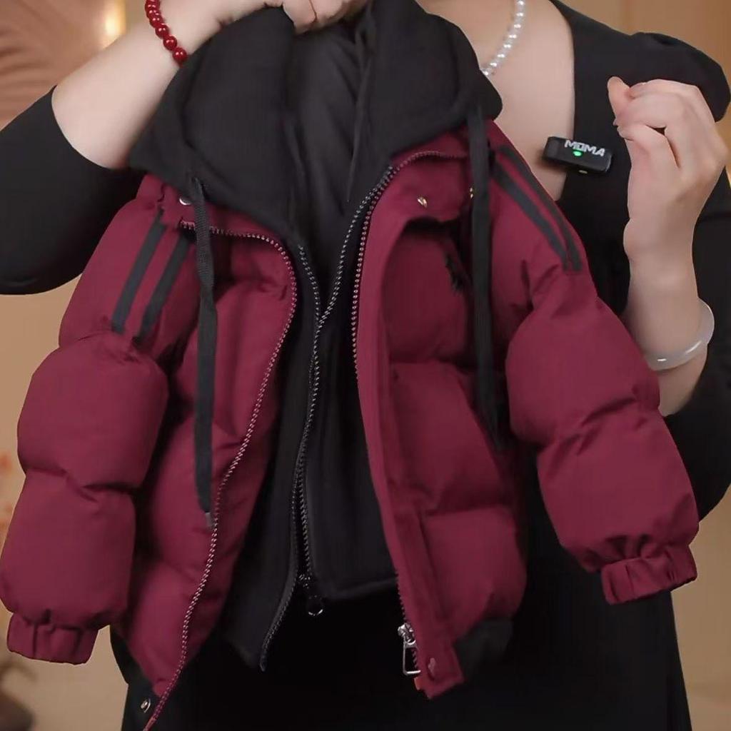 Kids' Winter Floral Jacket - Black, Mid-Length, Thick Down Cotton, Two-Piece Look (2025)