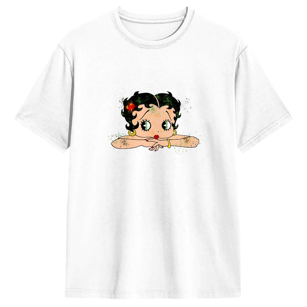 Oversized TShirt Summer Bettys Boop Hip Hop TShirts Cotton Tee Shirt for Unisexs YK Funny Short Sleeve Tees
