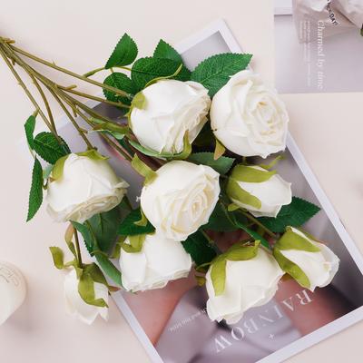 65cm Artificial Silk Rose Bouquet 3 Heads Realistic Flowers for Home Wedding Party Decor Spring Floral Centerpiece Arrangement