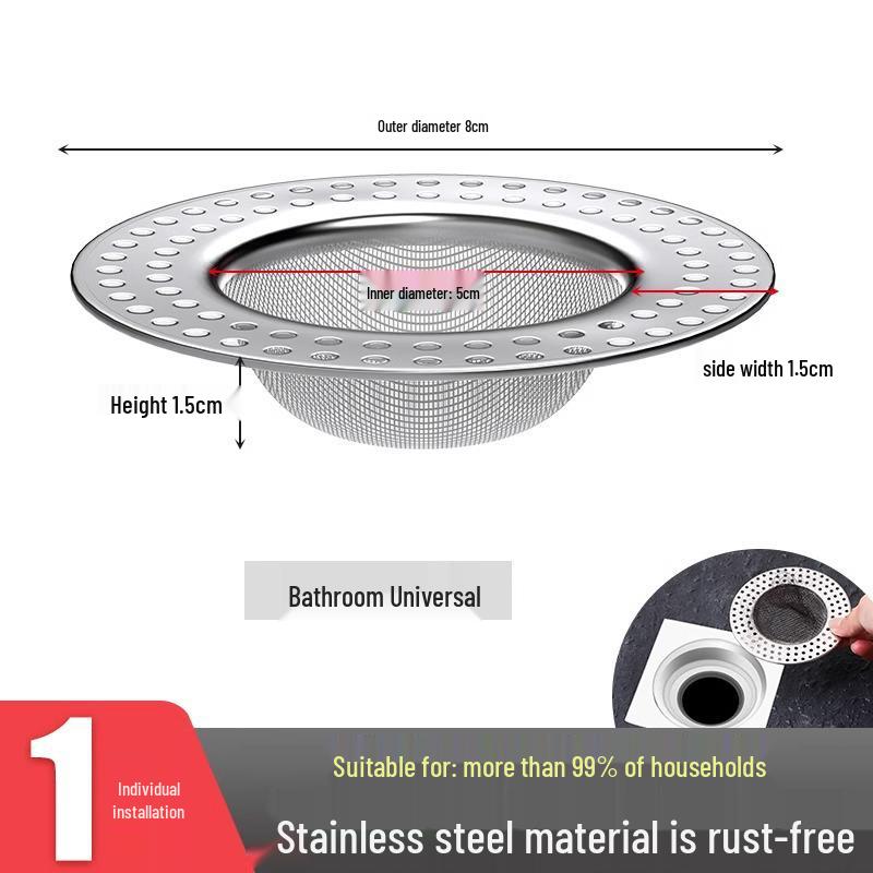 

Stainless Steel Floor Drain Cover - Anti-Hair Bathroom & Kitchen Sink Filter