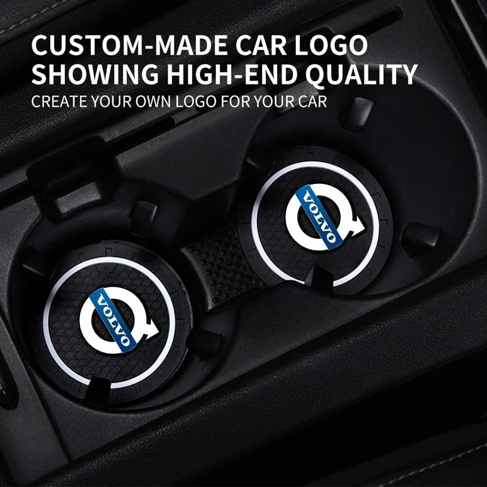 PVC Car Logo Car Coaster Water Cup Anti-Slip Silicone Pads Skull Badge Emblem Tools for Volvo XC40 XC60 XC70 XC90 C30 C70 S60