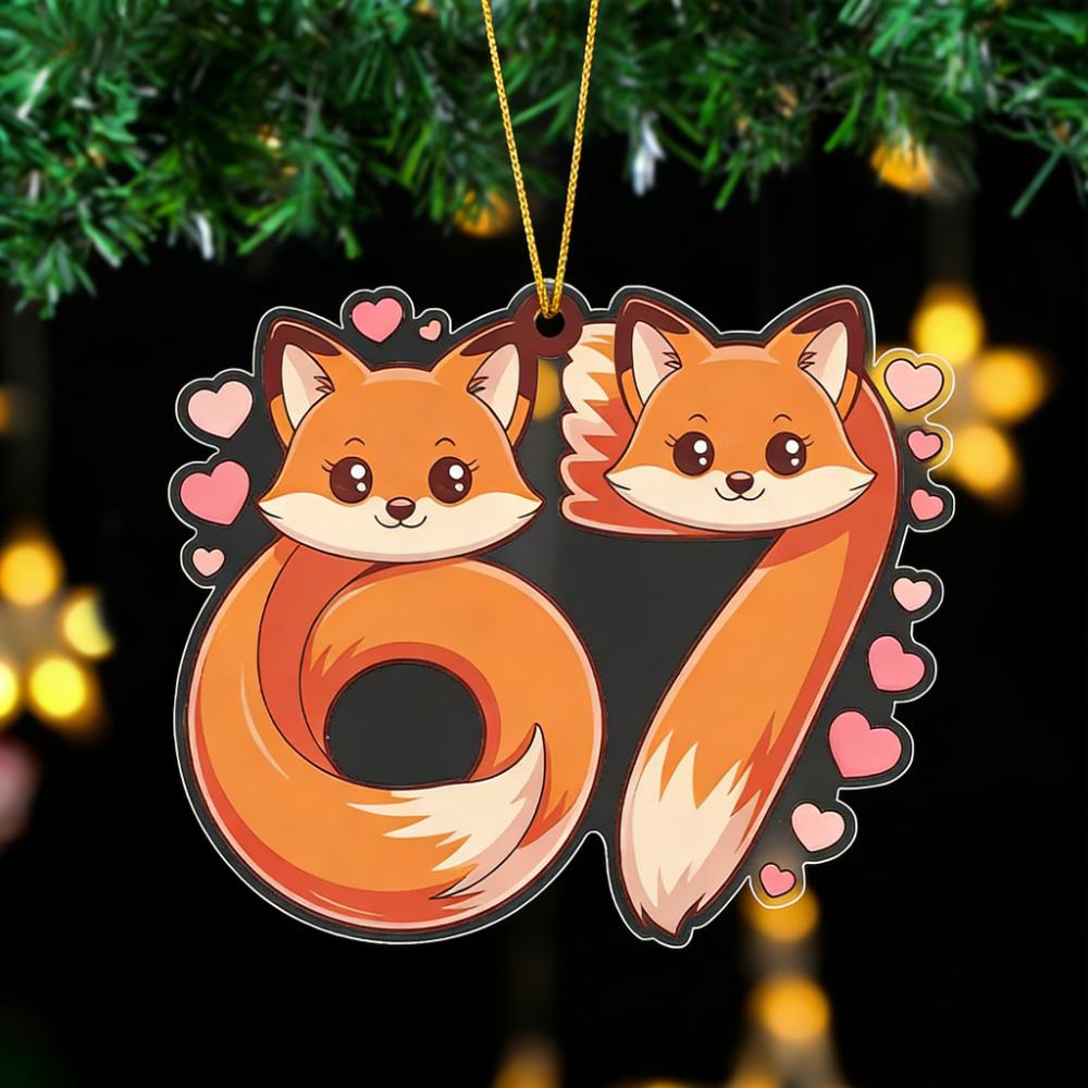 Valentine Hanging Ornament with Fox 67 Shaped | Transparent Six Seven Pendants, Drops & Finials - Ideal Valentine'S Day Gift for Couples 