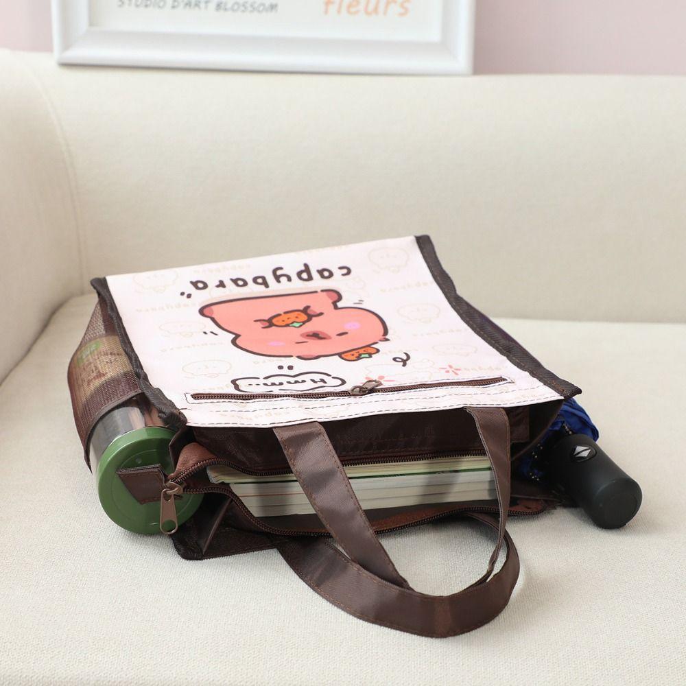 Portable Capybara Handbag Double-layer Cartoon Document Bag Cartoon Capybara Tutoring Bags