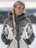 Damen Schneeflocke 3D-Druck Flanell Reißverschluss Kapuzenjacke Winter Warm Fleece Hoodie Lässiger Langarmmantel S-5XL
