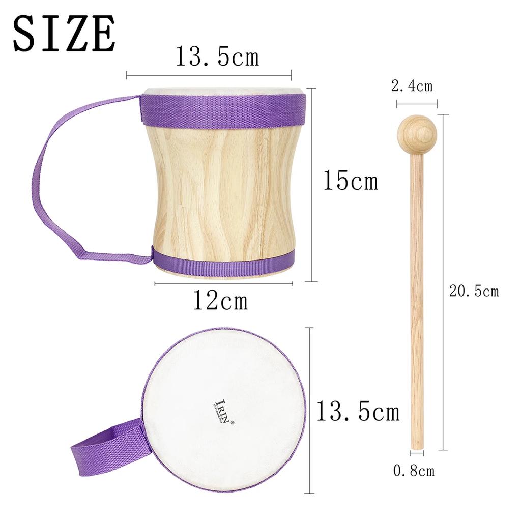 IRIN Indian Drum Wooden Hand Drum Sheepskin Drums with Drumsticks Pro Percussion Instruments for Children's As Gifts
