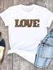 (Asian Size) Women Leopard Letter Clothing Tee Graphic T Shirt Fashion Casual Lady Female Top Spring Summer Printed Short Sleeve T-shirts