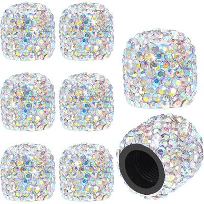 8Pcs Bling Valve Stem Caps AB Crystal Diamond Tire Air Cap for Car, Universal Rhinestone Tire Air Valves Covers for Cars SUVs Trucks Motorcycles