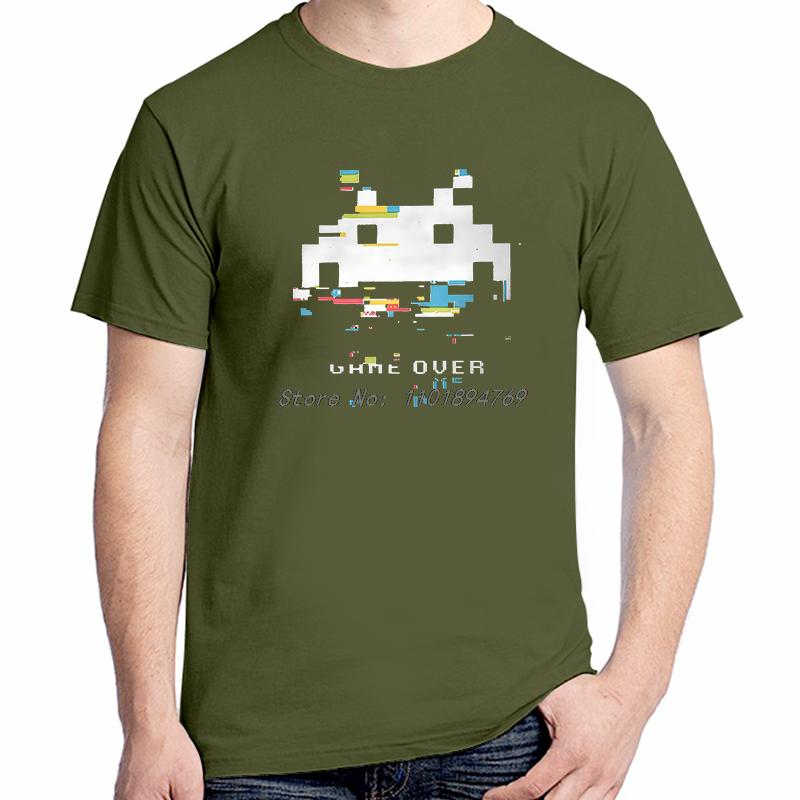Summer Unisex Tshirt Space Invaders Arcade Shooter Game Crewneck Tops Cotton T Shirt Humor High Quality Gift Idea Unisexs Clothes