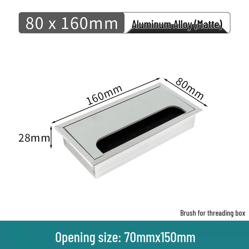 Aluminum Office Desk Cable Cover with Bristles - Sound-Dampening Rectangular Wire Organizer
