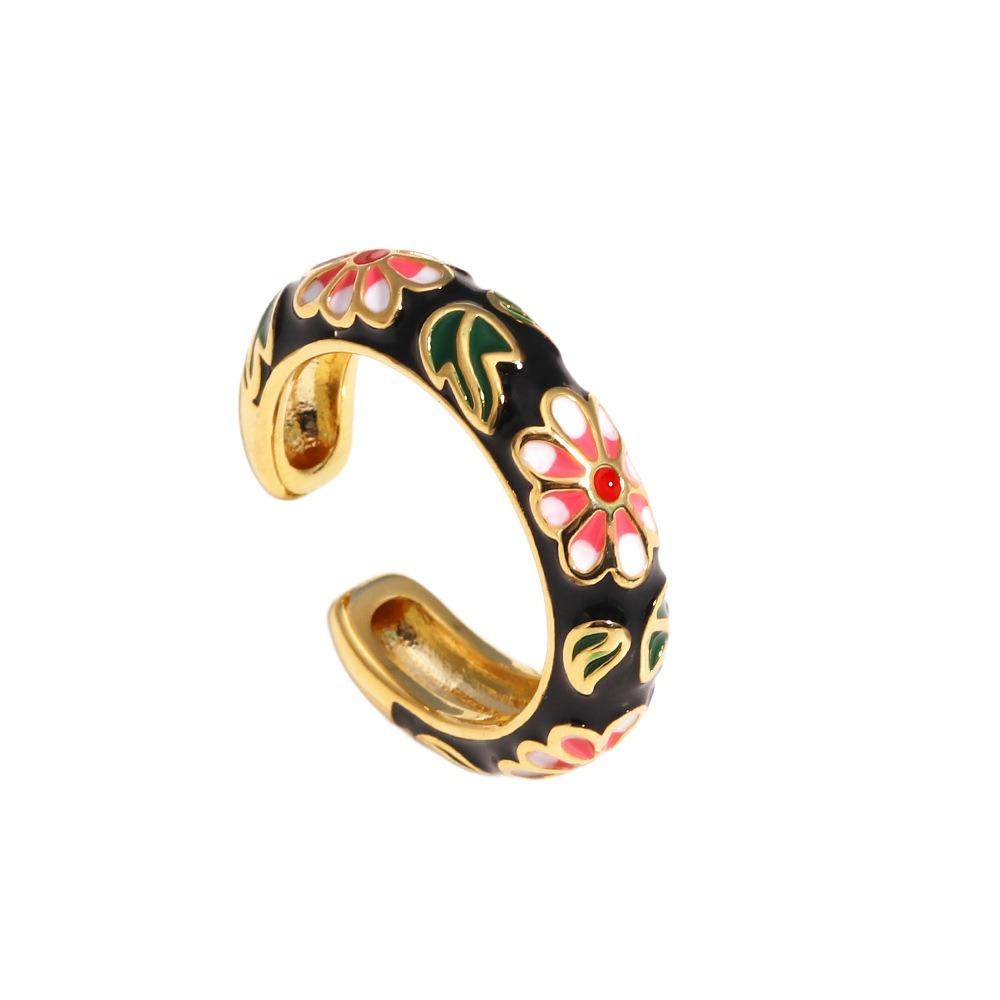 Verstellbarer Blumen-Emaille-Ring Bunter Verlobungs-Öffnungsring Schmuck Geometrischer Blumen-Fingerring Hochzeit