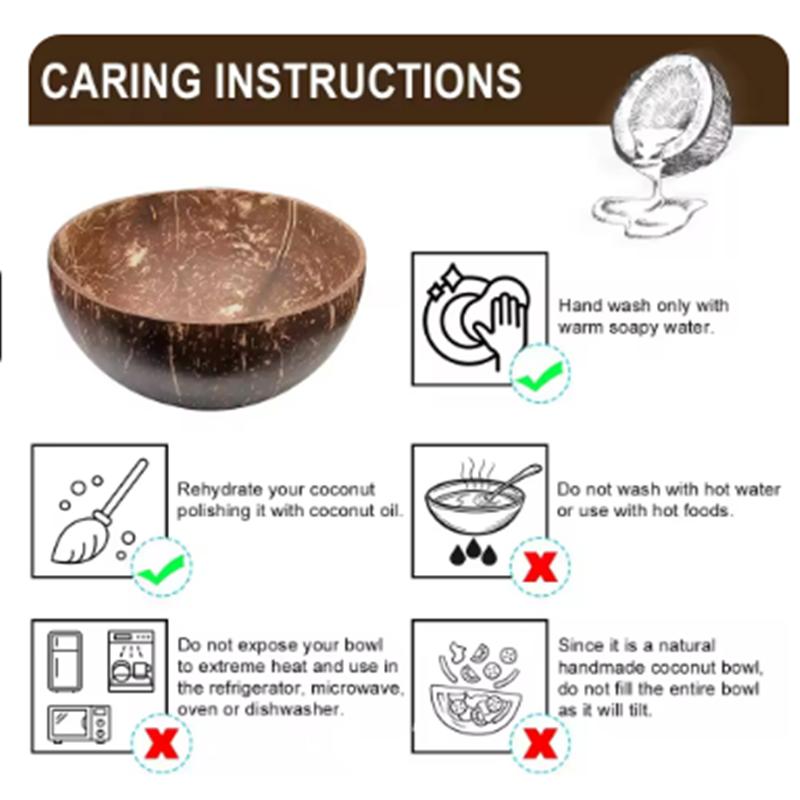 Miski kokosowe do serwowania potraw Drewniana miska sałatkowa wielokrotnego użytku Przybory do serwowania Naturalne miski z łupin kokosa Śniadanie na przyjęcie