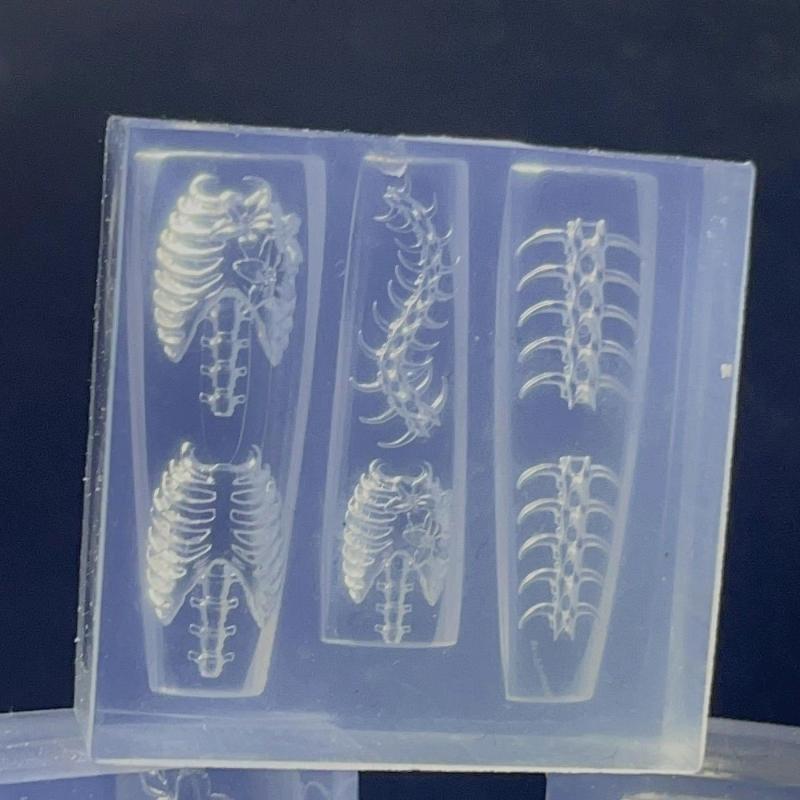 1/2 Pcs 3D Ribs Spine Bone Acrylic Mold Diy Doll Design Transparent Silicone Manicure Template Nail Accessories