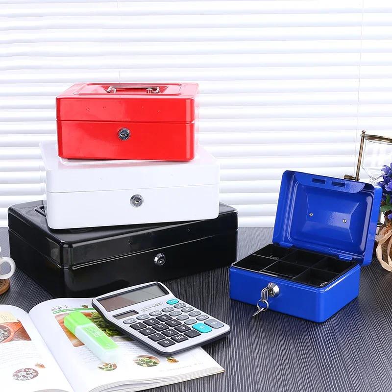 2024 New Practical Petty Cash Money Box with Keys Stainless Steel Security Lock Lockable Safe Small Fit for House Decoration