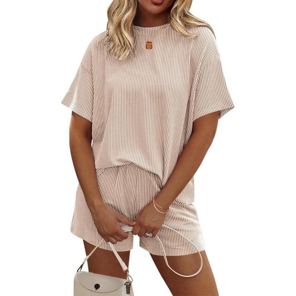 Nuevo Conjunto de Pijama Casual de Manga Corta para Mujer de Verano, Ropa de Estar en Casa, Atuendo Transfronterizo Estilo Europeo y Americano