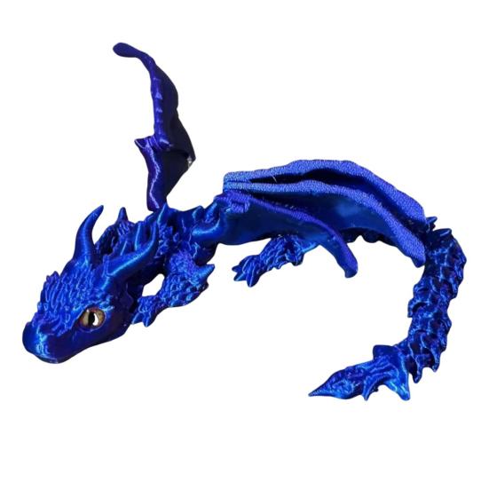 3D Printed Winged Dragon Articulated Dragon Fidget Toy with Horns Dragon Model with Flexible