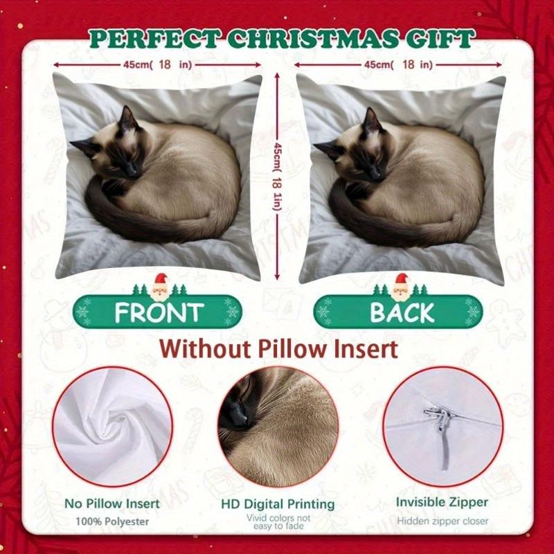 A Siamese Cat Design Cushion Covers Chair Living Room Pillowcase Cozy Zipper Sofa Pillow Covers Bedroom Indoor Home Decor