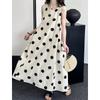 Sleeveless Dress Women's Korean Crew Neck Polka Dot Temperament Skirt
