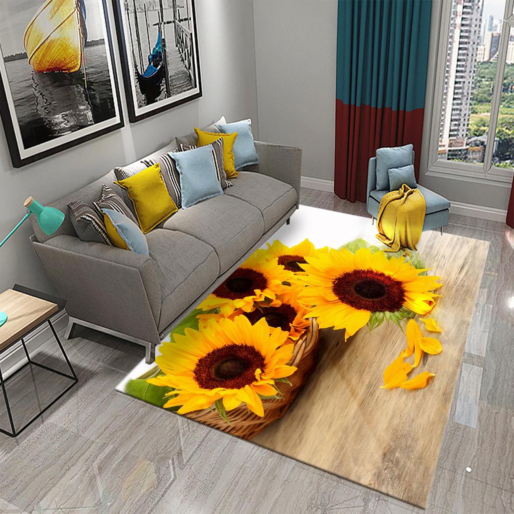 3D Sunflower Pattern Home Carpets for Living Room Bedroom Bathroom Kitchen Rug Kid Room Play Large Carpet Child Crawl Floor Mat