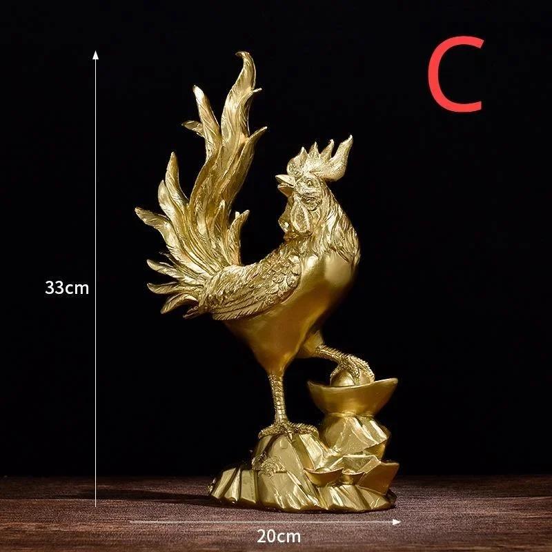 Golden Rooster Annunciation Decor Fu Chicken Rooster Statue Resin Ornaments for Crafts Living Room Desktop Office Gifts Rooster
