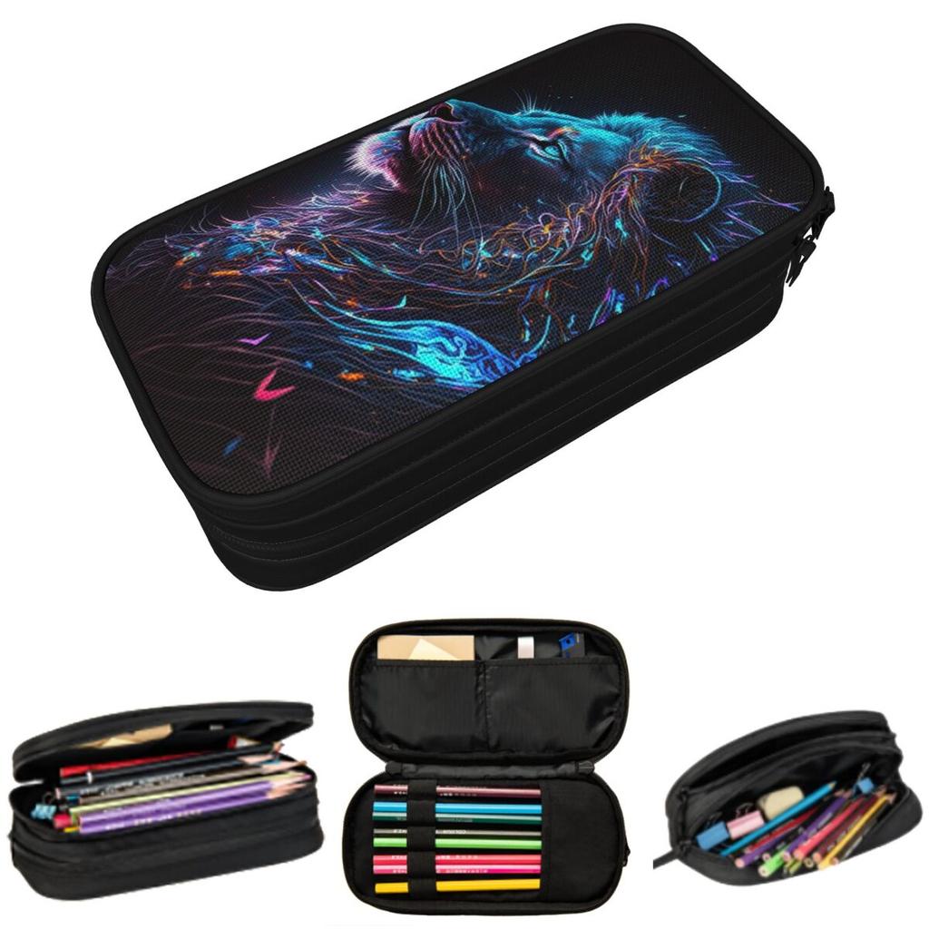 Colorful Lion Head Pencil Case for Boy Girl School Pen Box Pencil Bag Stationery Supplies Pen Holder Bag