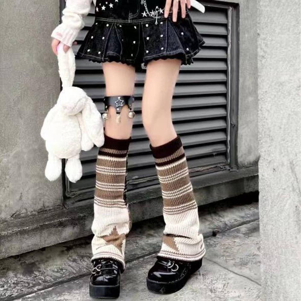 Keep Warm Leg Warmers Pink Brown Star High Tube Socks Lolita Japanese JK Leg Socks  Gift