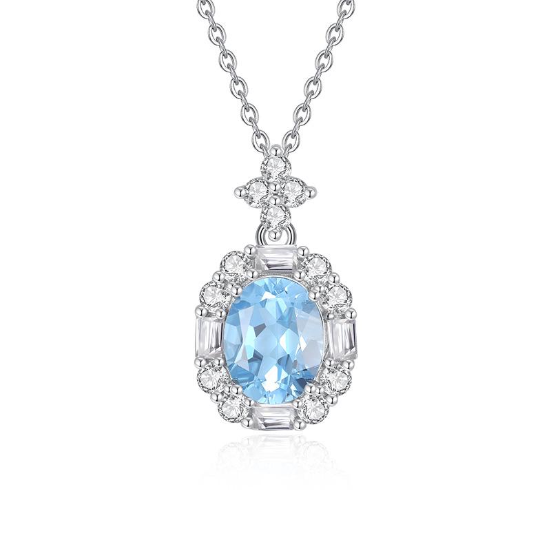S925 Sterling Silver Natural Gemstone Necklace for Women, Multi-Color Crystal Pendant, Versatile Jewelry