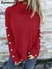 Autumn Winter New Women's Sweater Casual High Neck Button Knit Pullover for Women