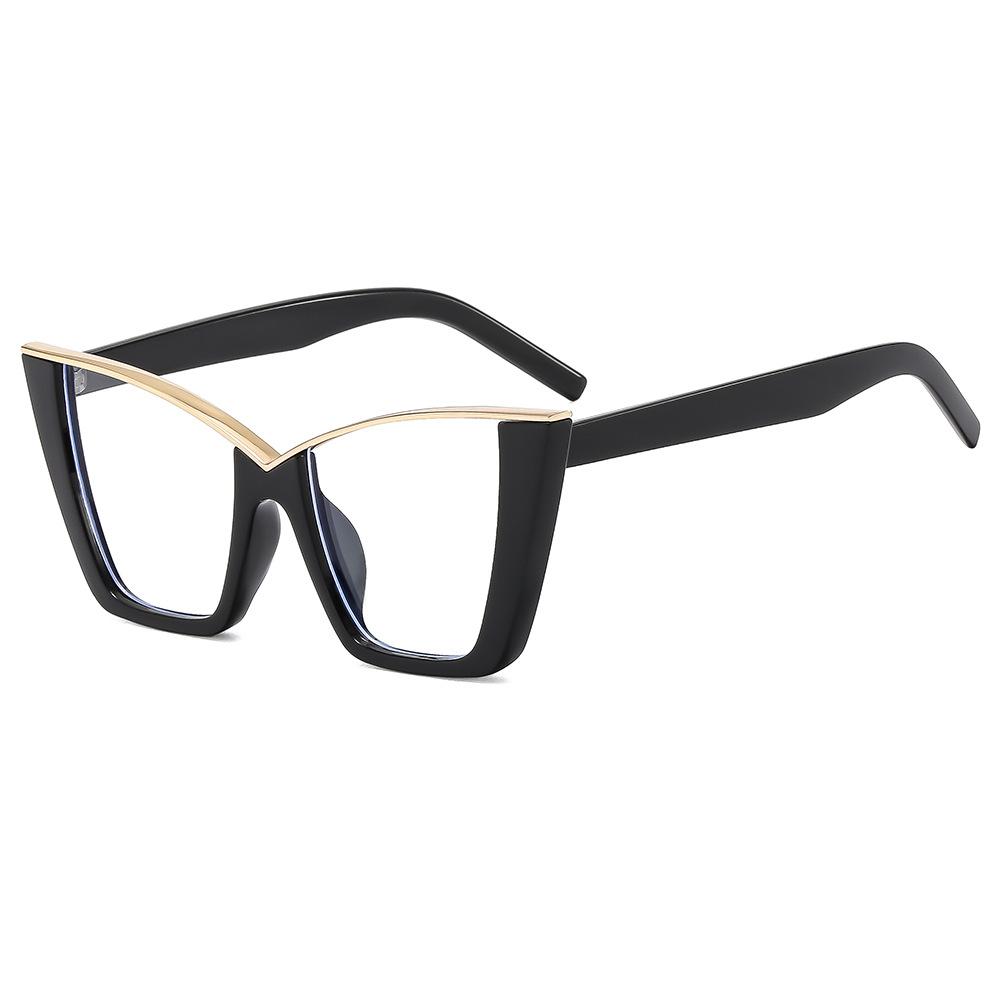 Oversized Cat Eye Glasses Women Trendy Vintage Blue Light Blocking Eyewear Brand Design Chic Non-prescription Eyeglasses