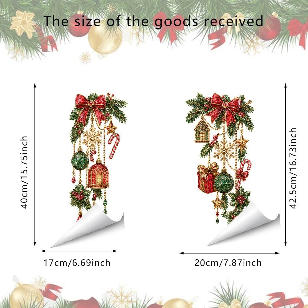 Multicolor Christmas Window Sticker Leaves Flower Vine Christmas Glass Stickers Party Supplies