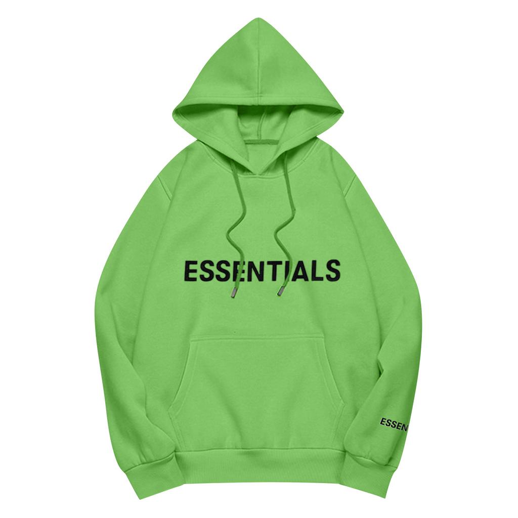 Unisex Loose Casual Letter Print Solid Round Neck Long Sleeve Hooded Sweatshirt